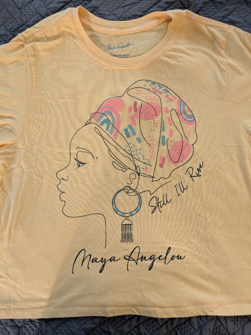 Maya Angelou Yellow Graphic Short-Sleeve Women’s Tee - Signature Script - Picture 3 of 3